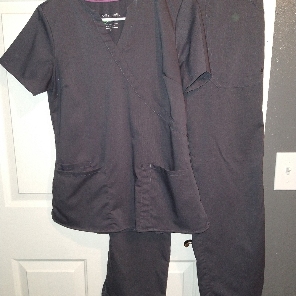 Gray Purple Label by Healing Hands Scrub Set
